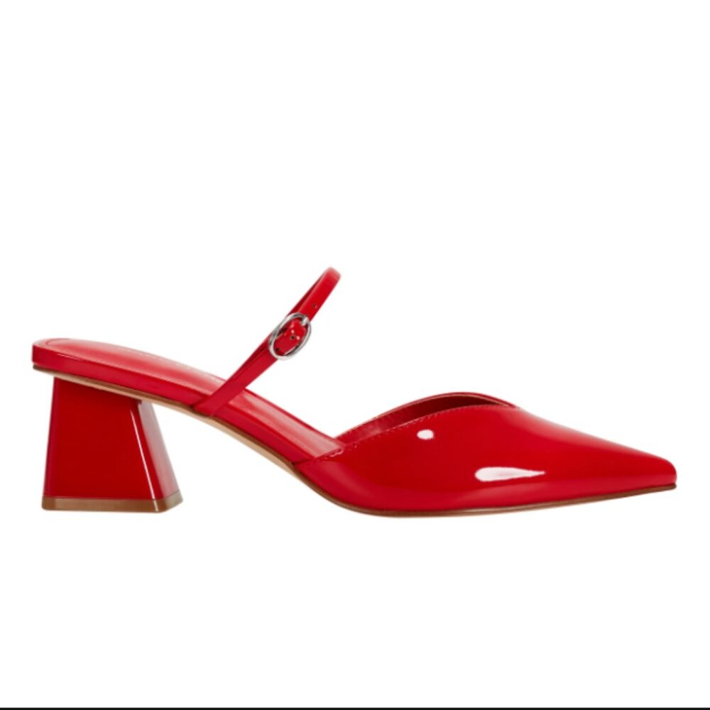 Marc Fisher shoes Lakey Heeled Mule color: Medium red PATENT size 9.5M